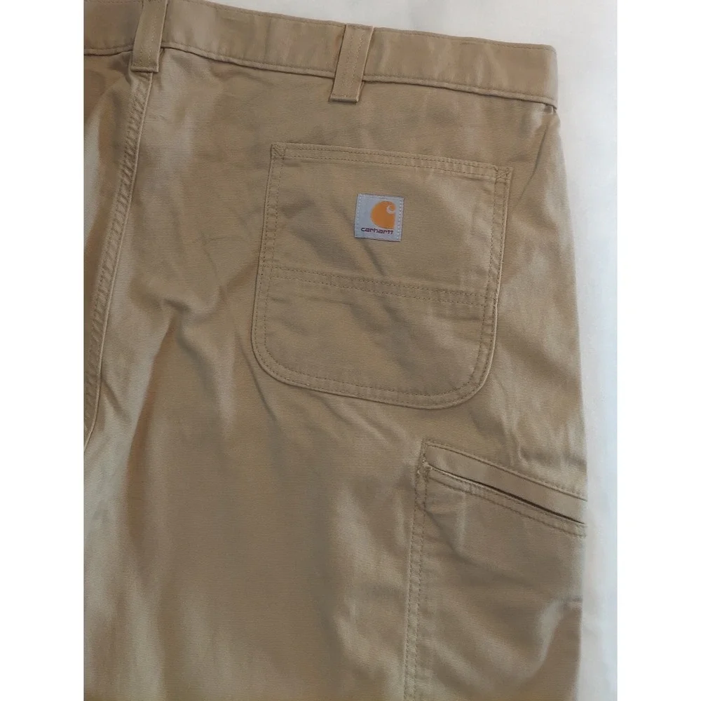 Carhartt Mens Khaki Rugged Flex Rigby Relaxed Fit Canvas Work Pants Size 44/32
